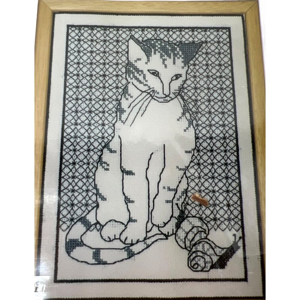 Catkin Embroidery Design Kitten & Snails Cross Stitch Chart & Instructions